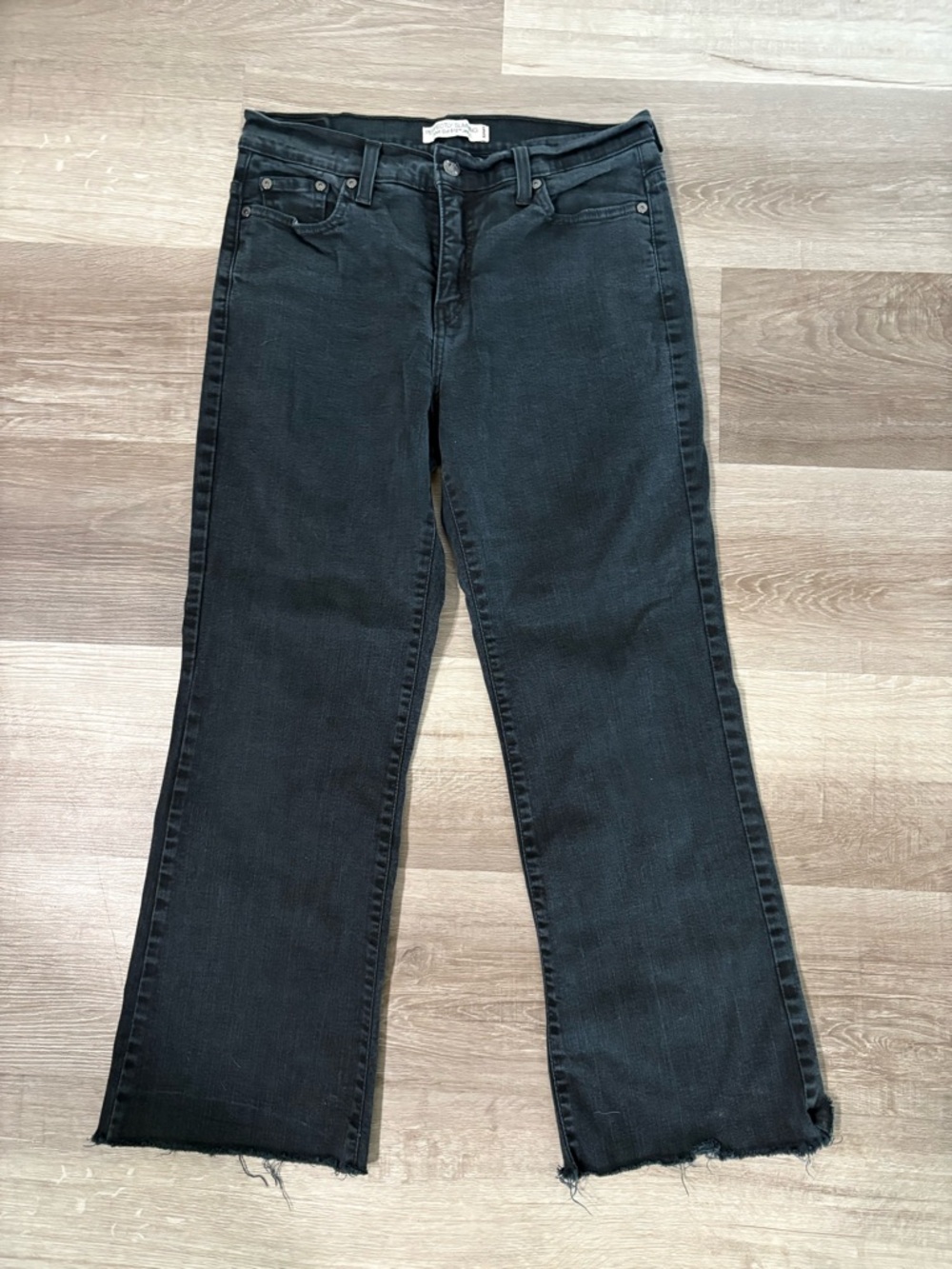 Levi's Black Wide-Leg Flare Jeans with Frayed Hem